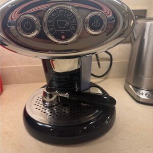 Stylish Black and Silver Espresso Machine